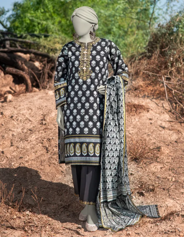 BLACK LAWN 3PC STITCHED | JLAWN-S-25-057/S ROYAL GARDEN-3 sold by Junaid Jamshed