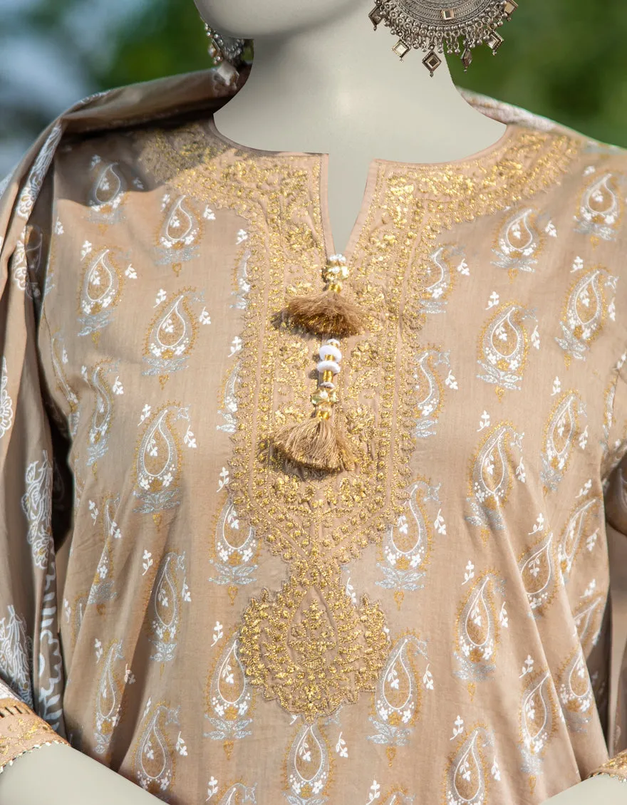 BROWN LAWN 3PC STITCHED | JLAWN-S-25-058/S ROYAL GARDEN-04 sold by Junaid Jamshed product image thumbnail 3