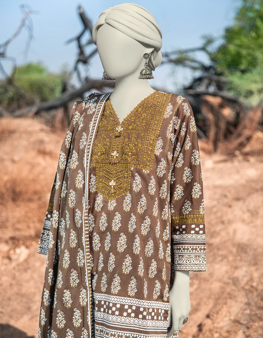 BROWN LAWN 3PC STITCHED | JLAWN-S-25-059/S ROYAL GARDEN-5 sold by Junaid Jamshed product image thumbnail 2