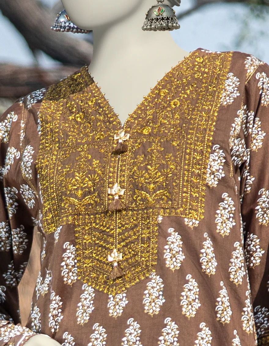 BROWN LAWN 3PC STITCHED | JLAWN-S-25-059/S ROYAL GARDEN-5 sold by Junaid Jamshed product image thumbnail 3
