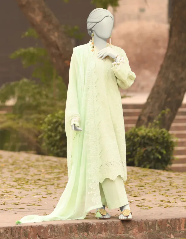 GREEN CAMBRIC 3PC UNSTITCHED | JLAWN-S-25-3149 SCHIFFLI-1 sold by Junaid Jamshed
