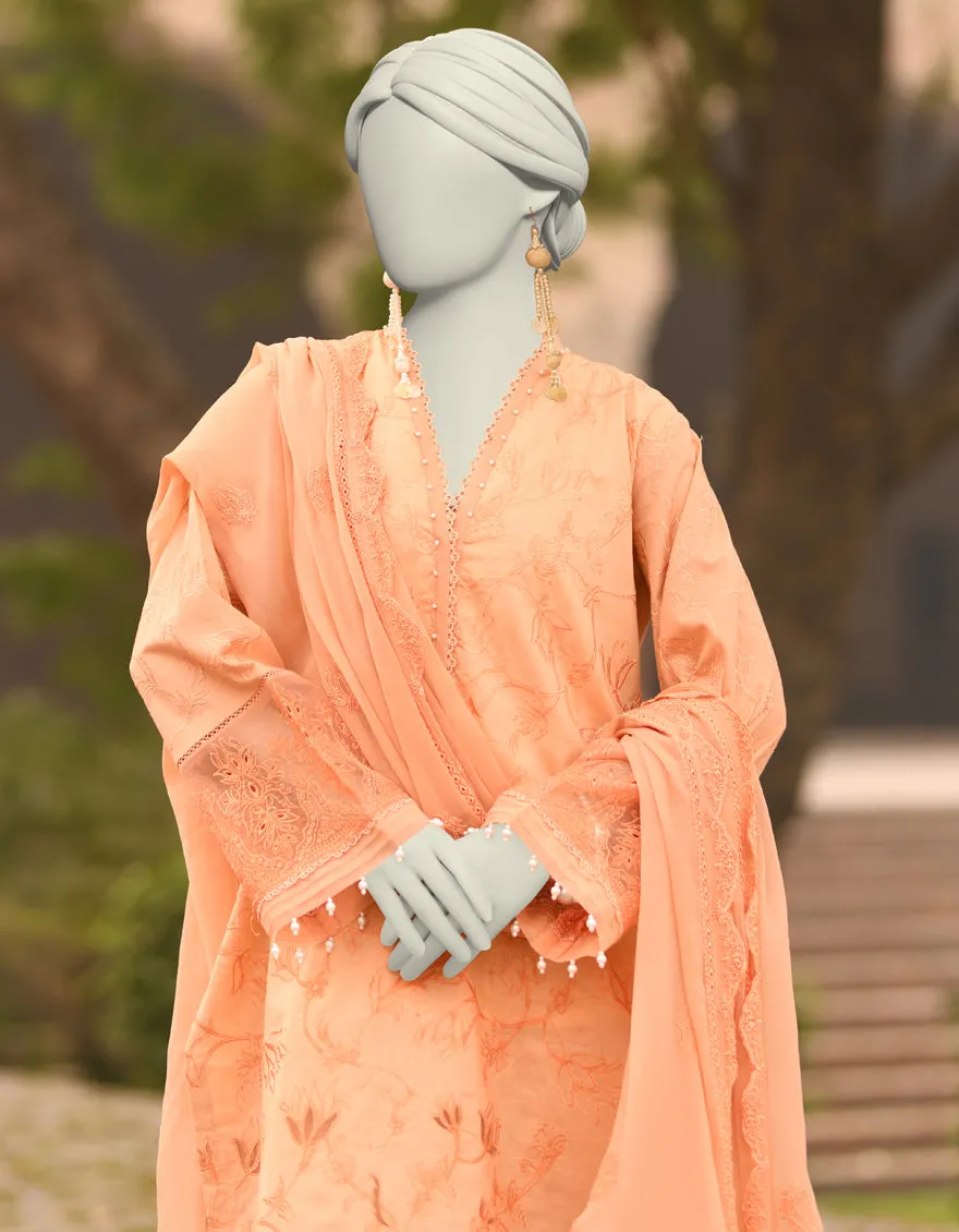 ORANGE CAMBRIC 3PC UNSTITCHED | JLAWN-S-25-3150 SCHIFFLI-02 sold by Junaid Jamshed product image thumbnail 2