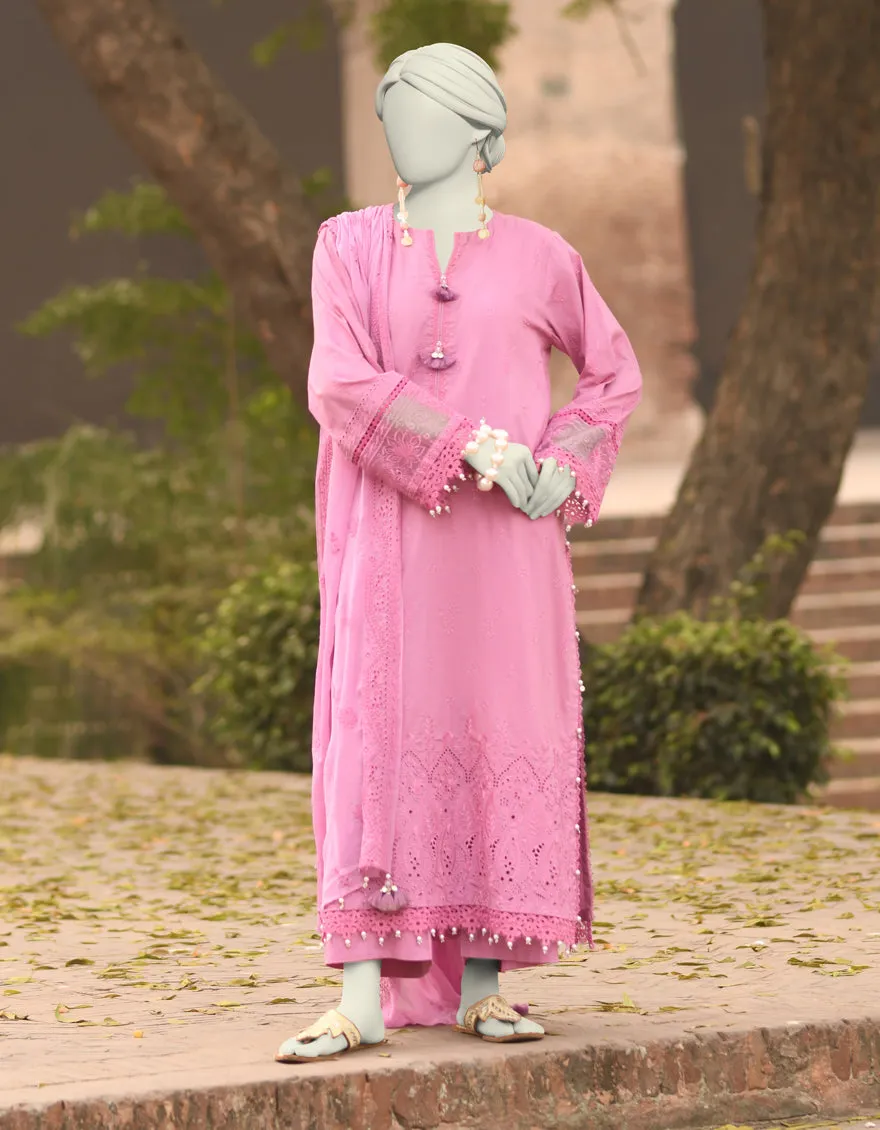 PINK CAMBRIC 3PC UNSTITCHED | JLAWN-S-25-3155 SCHIFLI-7 sold by Junaid Jamshed