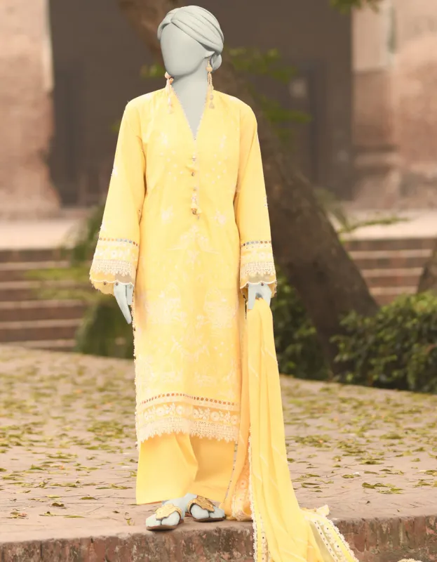 YELLOW LAWN 3PC UNSTITCHED | JLAWN-S-25-3156 SCHIFLI-8 sold by Junaid Jamshed