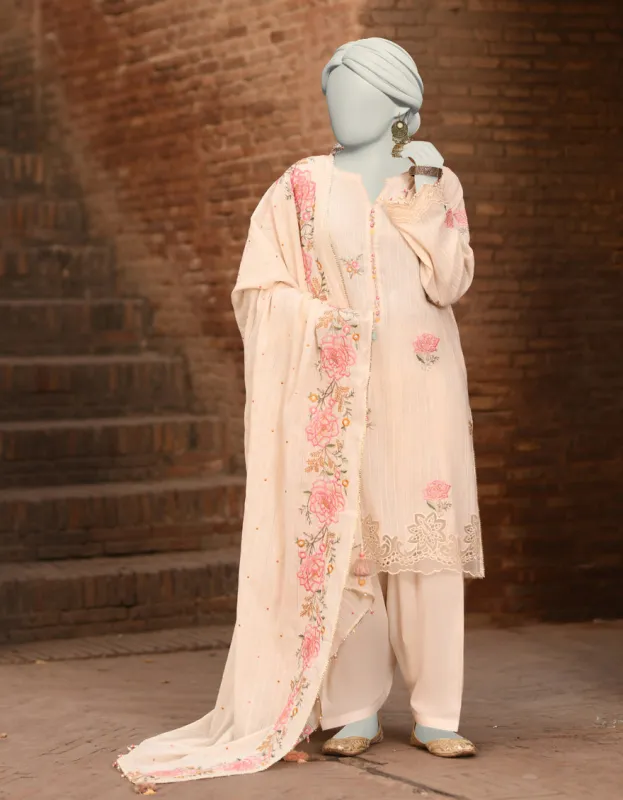 WHITE DOBBY 3PC UNSTITCHED | JLAWN-S-25-3182 GRANDIOSE-2 sold by Junaid Jamshed