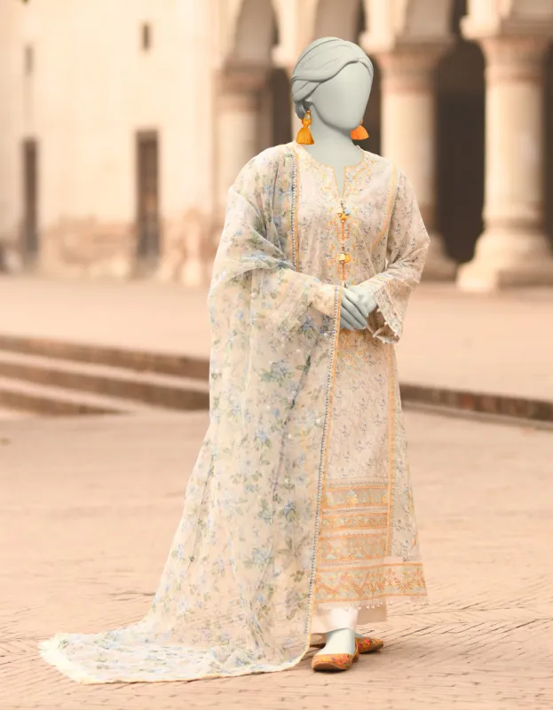 WHITE LAWN 3PC STITCHED | JLAWN-S-25-837/S MAHROSH-1 sold by Junaid Jamshed