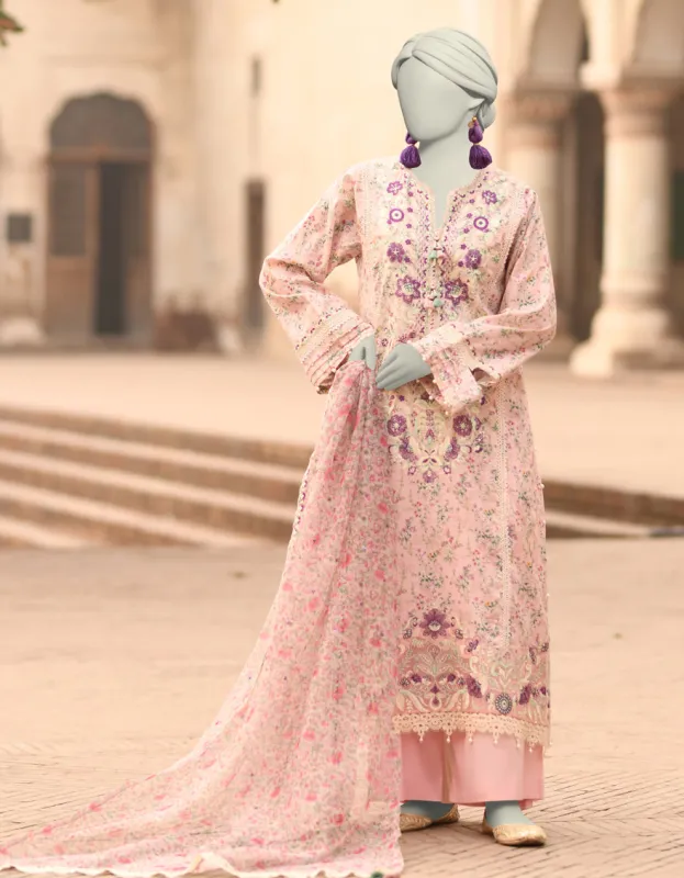 PINK LAWN 3PC STITCHED | JLAWN-S-25-839/S MAHROSH-3 sold by Junaid Jamshed