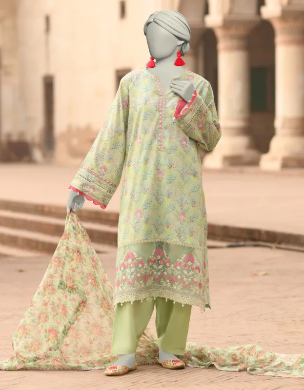 GREEN LAWN 3PC STITCHED | JLAWN-S-25-840/S MAHROSH-4 made by Junaid Jamshed