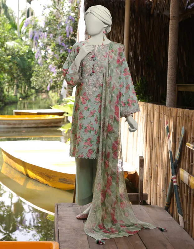 GREEN LAWN 3PC STITCHED | JLAWN-S-25-843/S FLORIST-03 sold by Junaid Jamshed