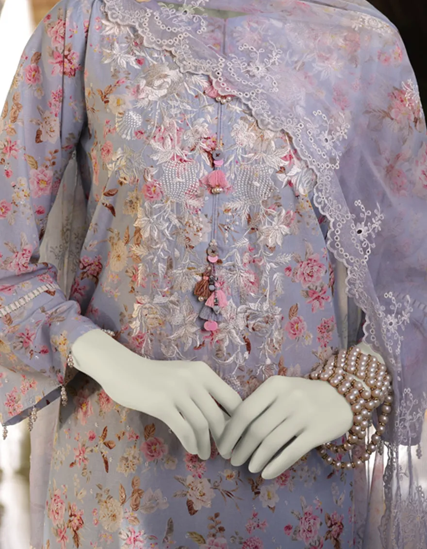 BLUE LAWN 3PC STITCHED | JLAWN-S-25-844/S FLORIST-04 sold by Junaid Jamshed product image thumbnail 3