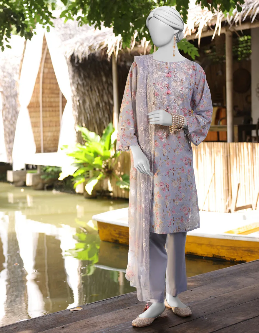 BLUE LAWN 3PC STITCHED | JLAWN-S-25-844/S FLORIST-04 sold by Junaid Jamshed