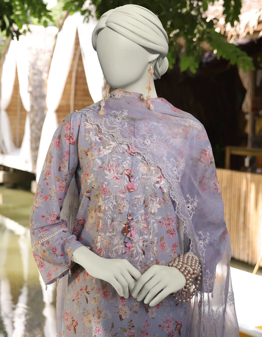 BLUE LAWN 3PC STITCHED | JLAWN-S-25-844/S FLORIST-04 sold by Junaid Jamshed product image thumbnail 2