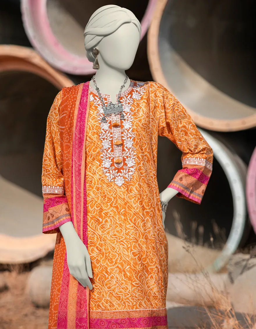 ORANGE LAWN 2PC STITCHED | JLAWN-S-JDS-25-1003/S LEHRIA CHUNRI-03 sold by Junaid Jamshed product image thumbnail 2