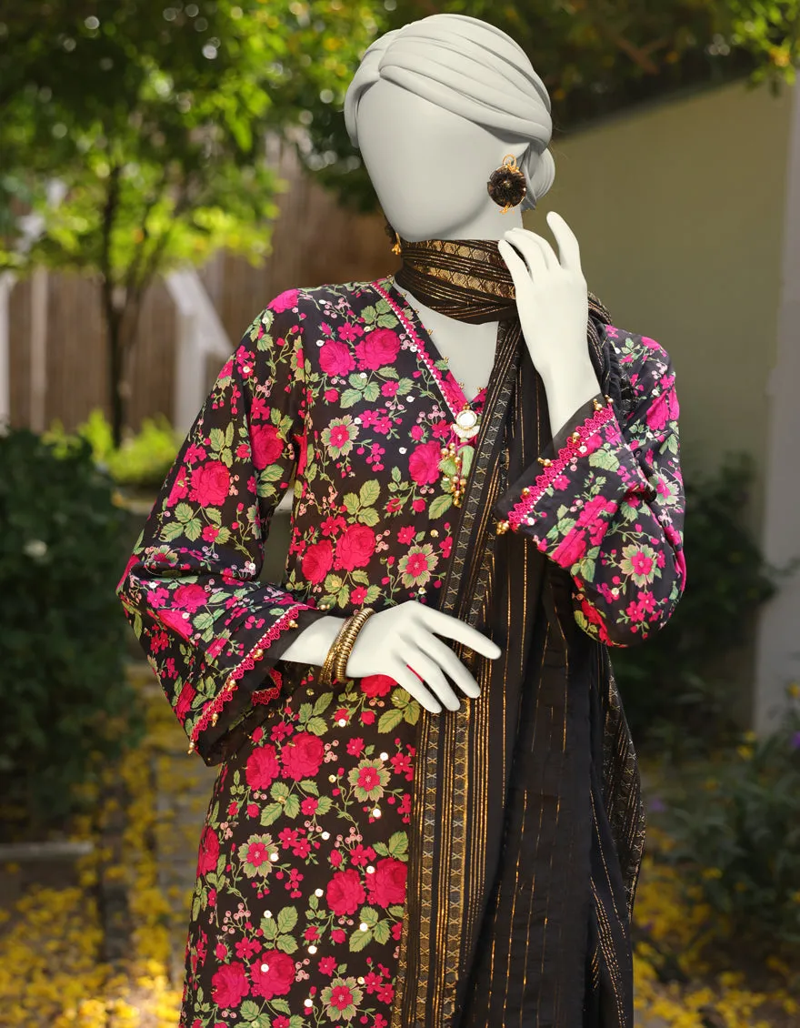 BLACK LAWN 2PC UNSTITCHED | JLAWN-S-JDS-25-1069 VIBRANT FLORAL-1 sold by Junaid Jamshed product image thumbnail 2