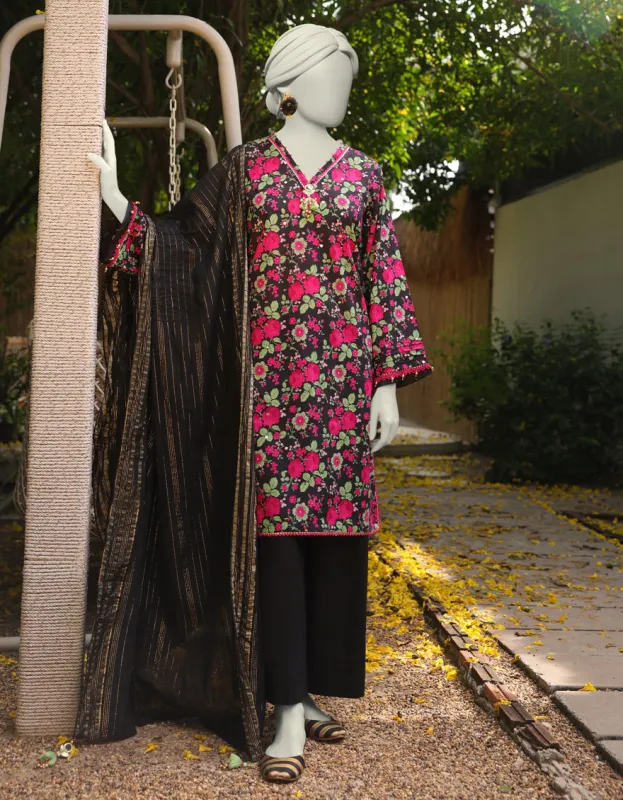 BLACK LAWN 2PC UNSTITCHED | JLAWN-S-JDS-25-1069 VIBRANT FLORAL-1 sold by Junaid Jamshed
