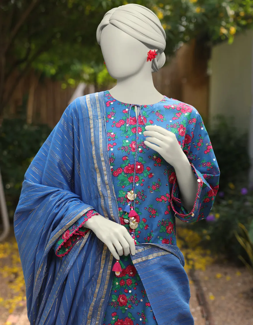 BLUE LAWN 2PC UNSTITCHED | JLAWN-S-JDS-25-1070 VIBRANT FLORAL-2 sold by Junaid Jamshed product image thumbnail 2