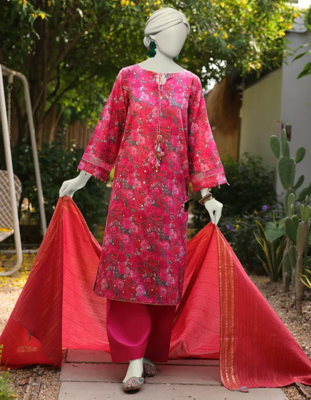 PINK LAWN 2PC UNSTITCHED | JLAWN-S-JDS-25-1071 VIBRANT FLORAL-3 sold by Junaid Jamshed