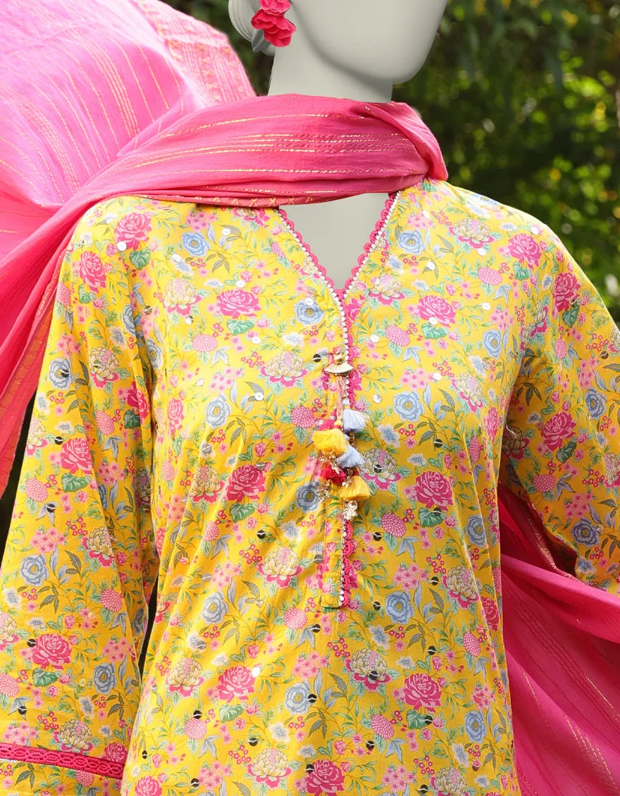 PINK LAWN 2PC UNSTITCHED | JLAWN-S-JDS-25-1072 VIBRANT FLORAL-4 sold by Junaid Jamshed product image thumbnail 3