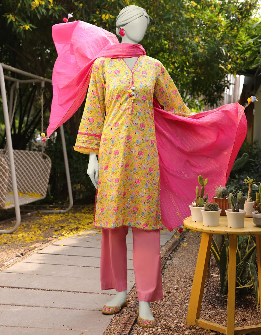 PINK LAWN 2PC UNSTITCHED | JLAWN-S-JDS-25-1072 VIBRANT FLORAL-4 sold by Junaid Jamshed