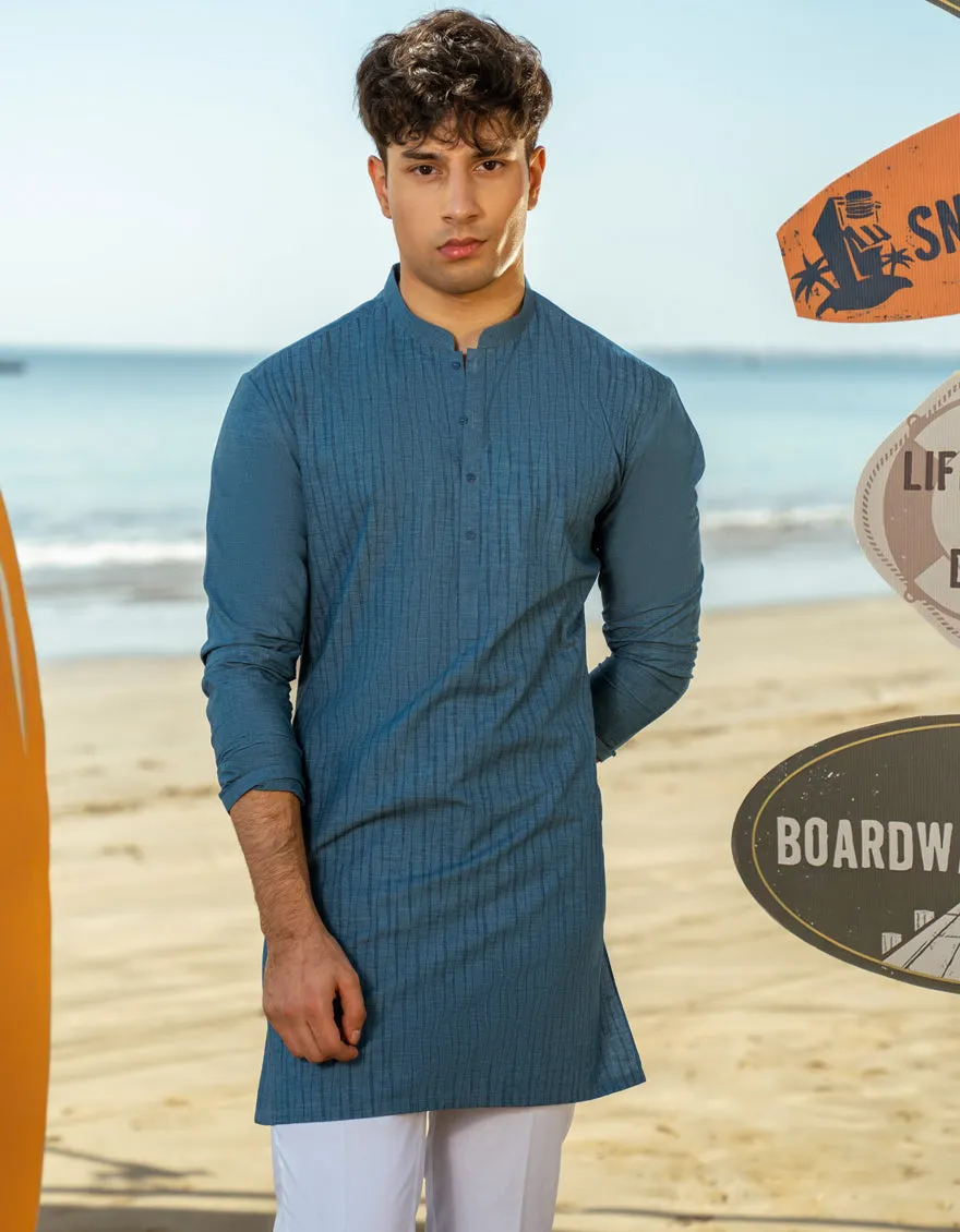 BLUE BLENDED KURTA | JTK-A-34976/S25/JJ9349-CL sold by Junaid Jamshed product image thumbnail 2