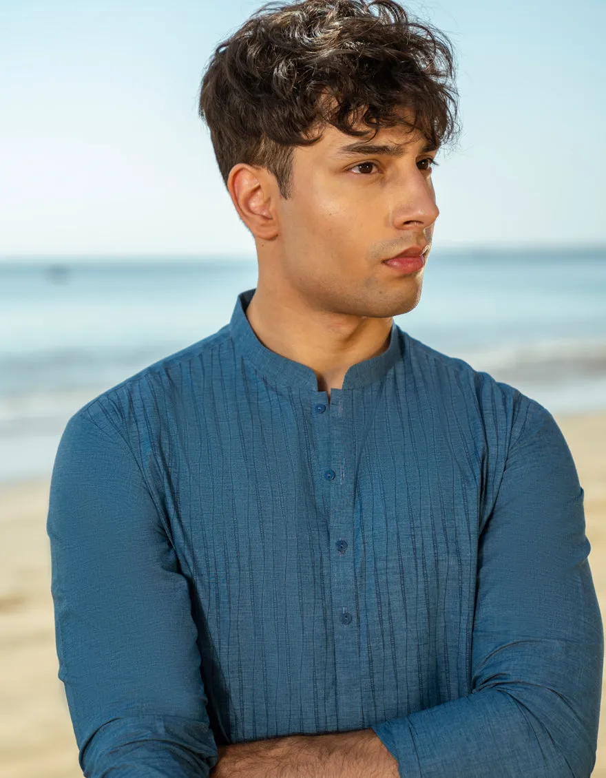 BLUE BLENDED KURTA | JTK-A-34976/S25/JJ9349-CL sold by Junaid Jamshed product image thumbnail 3