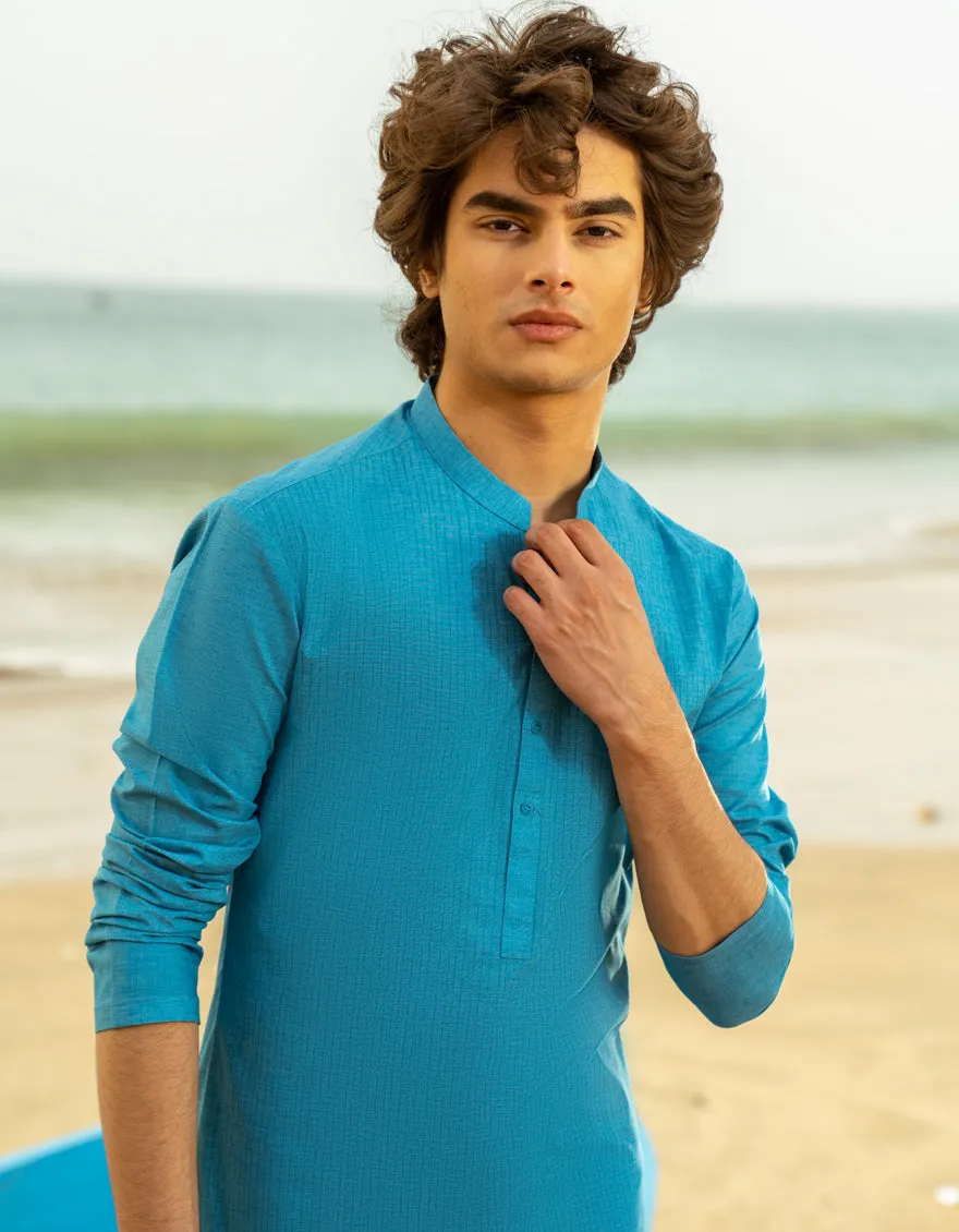 BLUE BLENDED KURTA | JTK-A-34978/S25/JJ9349-CL sold by Junaid Jamshed product image thumbnail 2