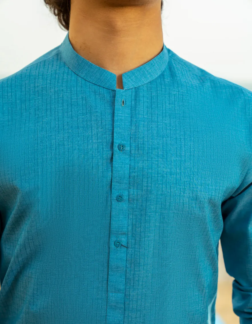 BLUE BLENDED KURTA | JTK-A-34978/S25/JJ9349-CL sold by Junaid Jamshed product image thumbnail 3