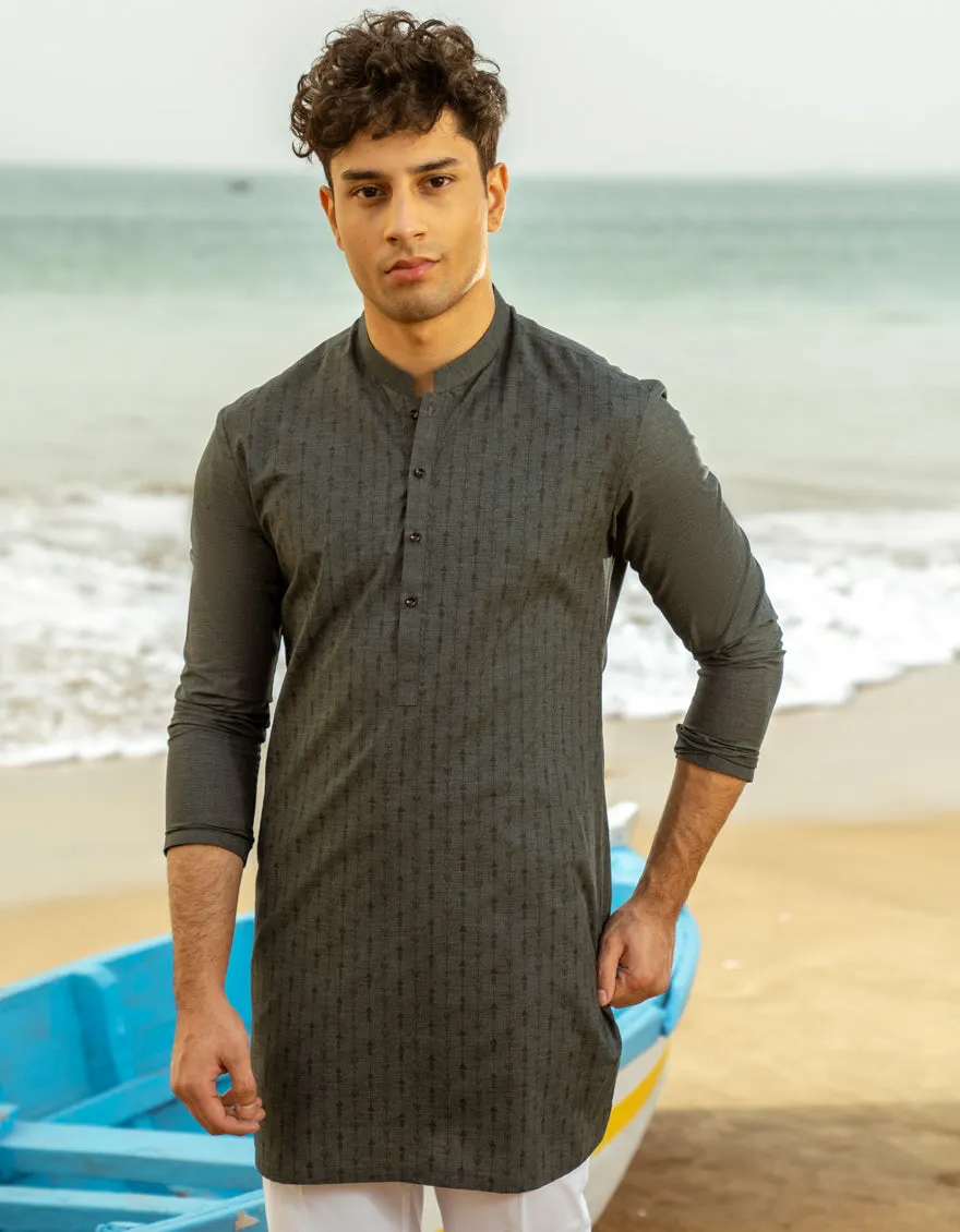 GREY BLENDED KURTA | JTK-A-34979/S25/JJ9349-CL sold by Junaid Jamshed product image thumbnail 2