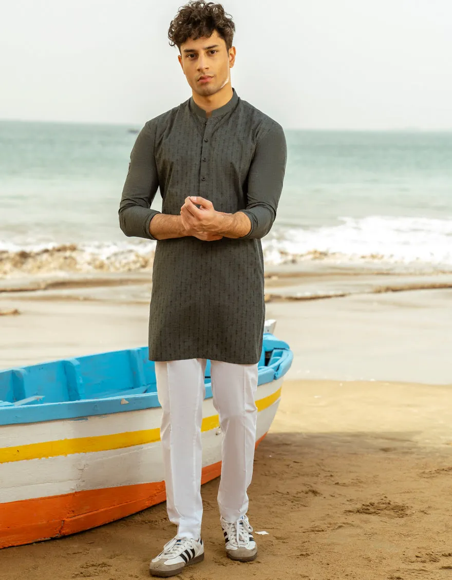 GREY BLENDED KURTA | JTK-A-34979/S25/JJ9349-CL sold by Junaid Jamshed product image thumbnail 3