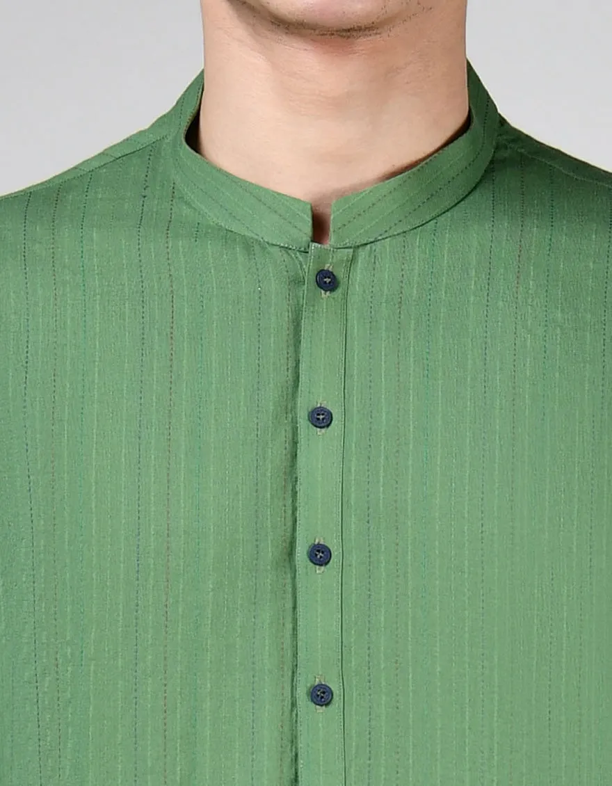 GREEN COTTON KURTA | JTK-A-46488/S24/DMR3379-PN sold by Junaid Jamshed product image thumbnail 3