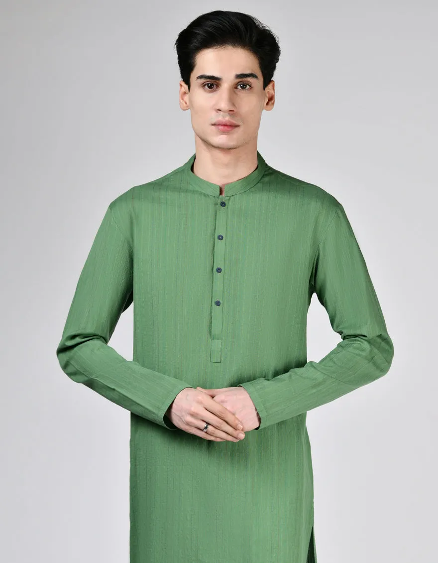 GREEN COTTON KURTA | JTK-A-46488/S24/DMR3379-PN sold by Junaid Jamshed product image thumbnail 2