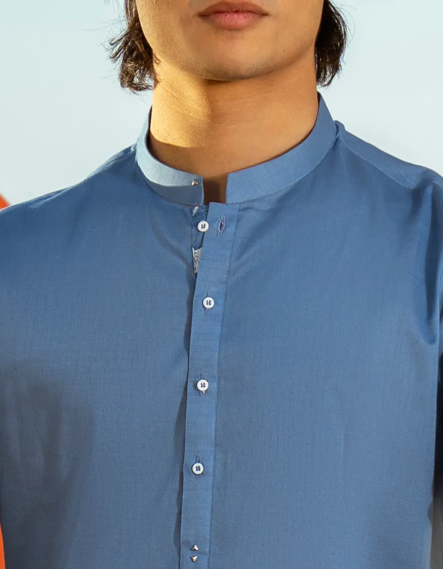 BLUE COTTON KURTA | JTK-A-46540/S25/JJ9373-CL sold by Junaid Jamshed product image thumbnail 3