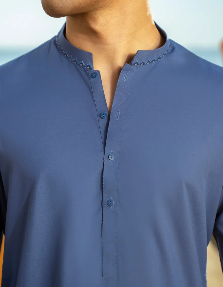 BLUE COTTON KURTA | JTK-A-46540/S25/JJ9373-CL sold by Junaid Jamshed product image thumbnail 5