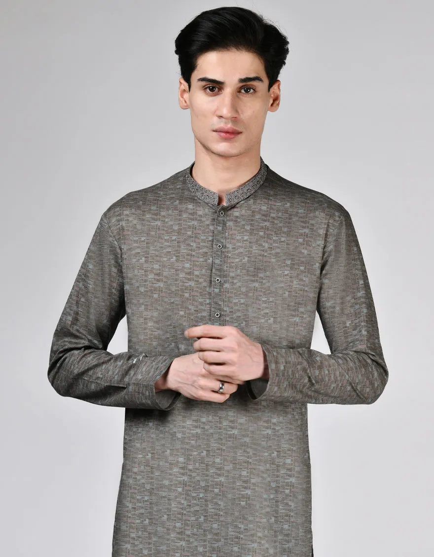 BROWN COTTON KURTA | JTK-A-46565/S24/JJ9552-SF sold by Junaid Jamshed product image thumbnail 2