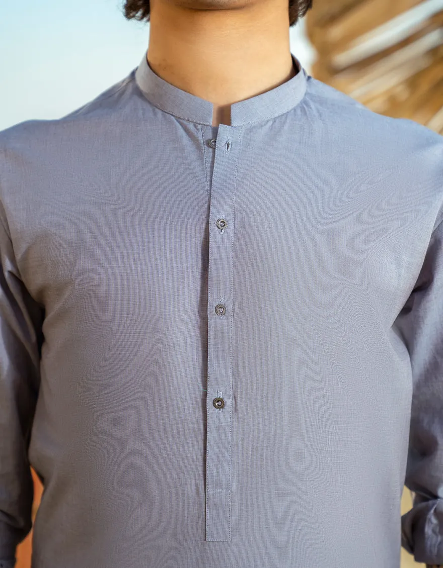 GREY COTTON KURTA TROUSERS | JTKP-A-39288/S25/JJ9741-PN sold by Junaid Jamshed product image thumbnail 2