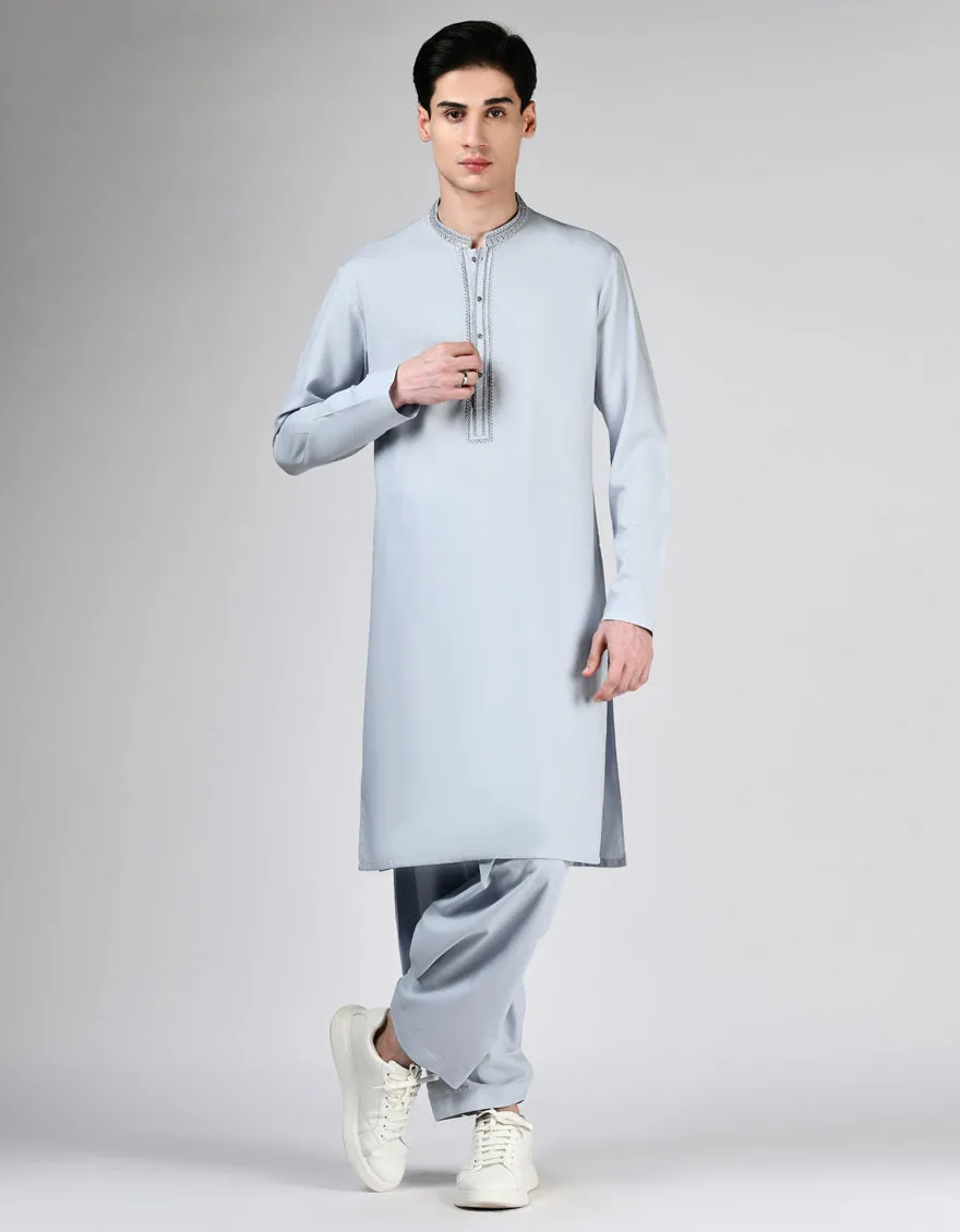 GREY BLENDED KAMEEZ SHALWAR | JTKS-A-34894/S24/JJ9622-SF sold by Junaid Jamshed