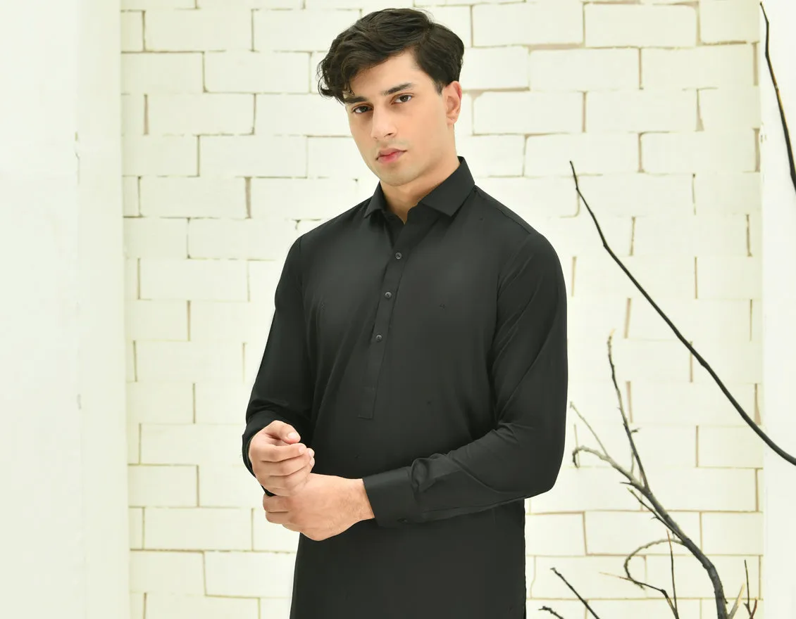 BLACK BLENDED KAMEEZ SHALWAR | JTKS-A-40201-R14-AP/S25/JJ9770-PN sold by Junaid Jamshed product image thumbnail 3