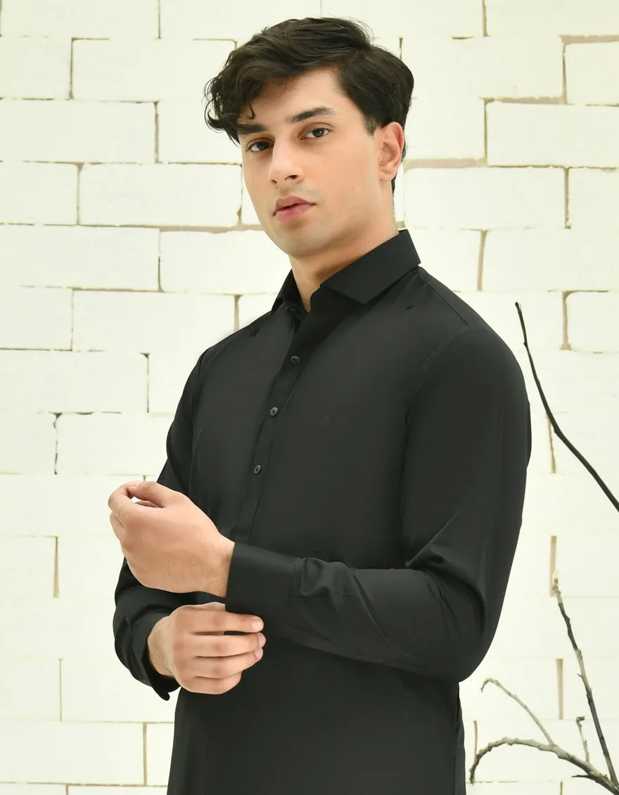 BLACK BLENDED KAMEEZ SHALWAR | JTKS-A-40201-R14-AP/S25/JJ9770-PN sold by Junaid Jamshed product image thumbnail 2