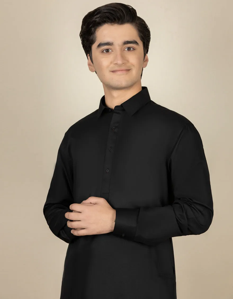 BLACK BLENDED KAMEEZ SHALWAR | JTKS-A-40201-R15-AP/S25/JJ9770-PN sold by Junaid Jamshed product image thumbnail 2