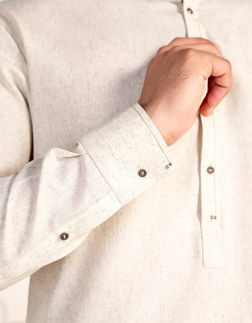 WHITE BLENDED KAMEEZ SHALWAR | JTKS-A-46478/S24/JJ9674-CL sold by Junaid Jamshed product image thumbnail 2