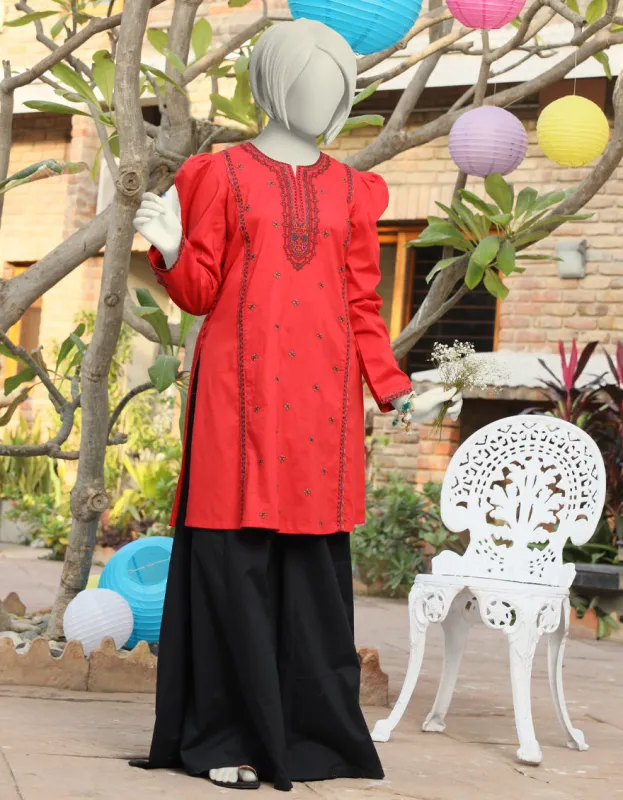 RED LAWN KURTI | JYGK-S-JTS-25-4013 FB/RANGKARI-3 sold by Junaid Jamshed