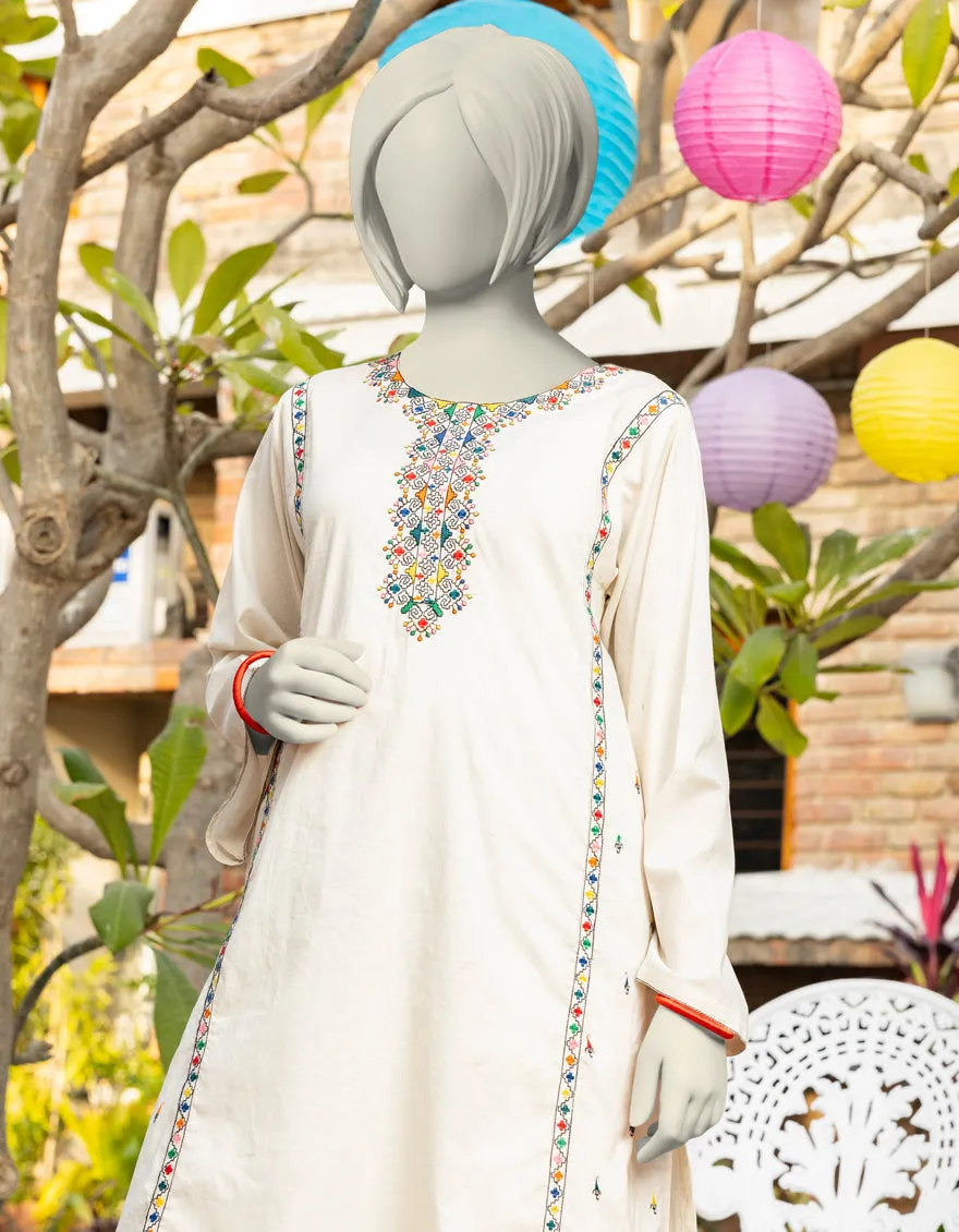 WHITE LAWN KURTI | JYGK-S-JTS-25-4015 FB/RUNGKARI-5 sold by Junaid Jamshed product image thumbnail 3
