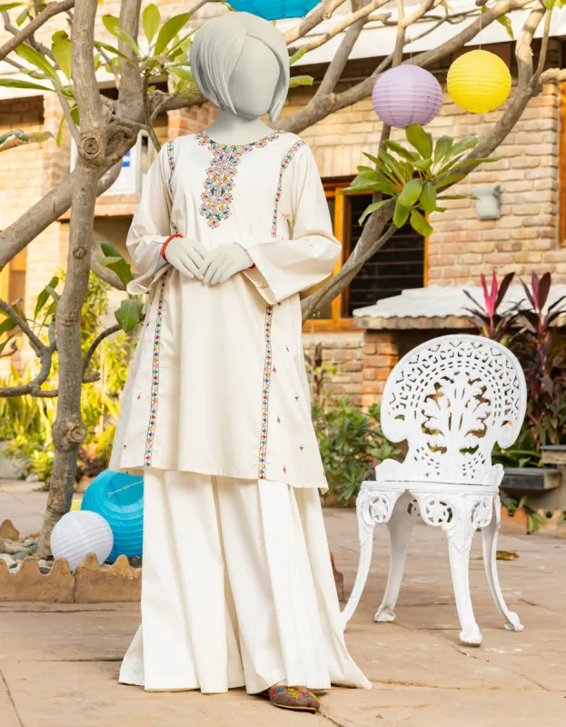 WHITE LAWN KURTI | JYGK-S-JTS-25-4015 FB/RUNGKARI-5 sold by Junaid Jamshed