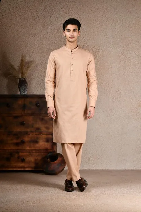 ORANGE COTTON KURTA TROUSERS | JJKP-A-33201/S24/JJ9631-CL sold by Junaid Jamshed