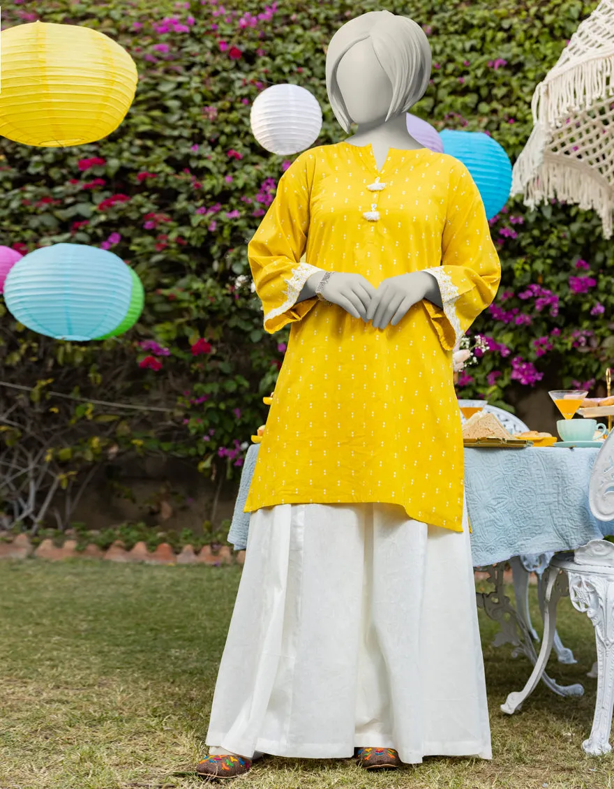 YELLOW LAWN KURTI | JYGK-JTS-CD-05-4020 sold by Junaid Jamshed