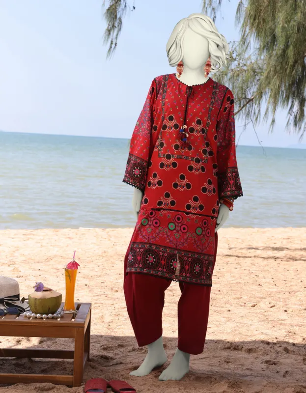 RED DIGITAL KURTI | JJLK-JSS-CD-05-329 sold by Junaid Jamshed