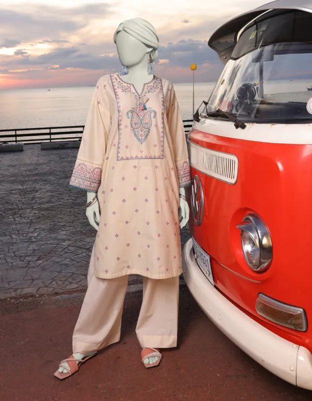 OFF WHITE LAWN KURTI | JJLK-JSS-CD-05-341 sold by Junaid Jamshed