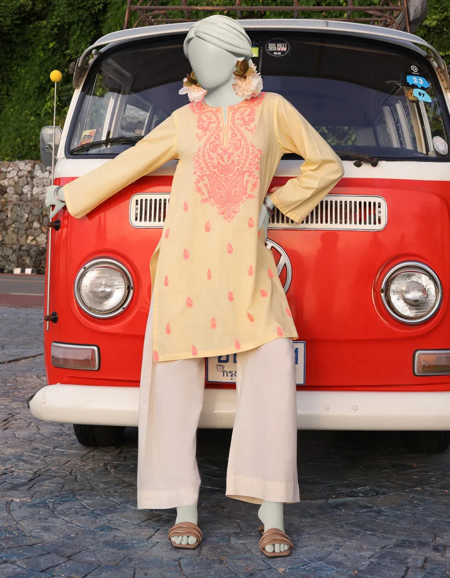 YELLOW LAWN KURTI | JJLK-JSS-CD-05-349 sold by Junaid Jamshed