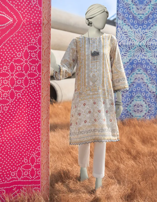 OFF WHITE LAWN KURTI | JJLK-JSS-CD-05-354 sold by Junaid Jamshed