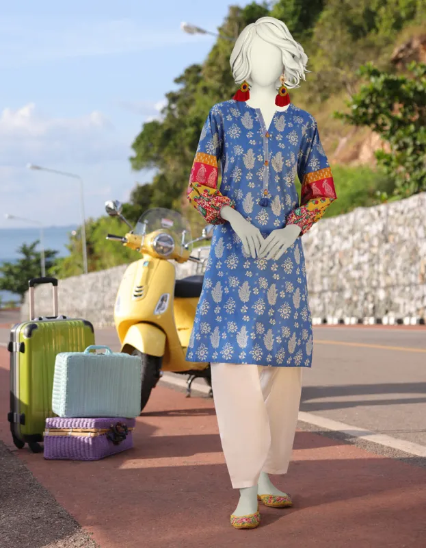 BLUE LAWN KURTI | JJLK-JSS-CD-05-360 sold by Junaid Jamshed